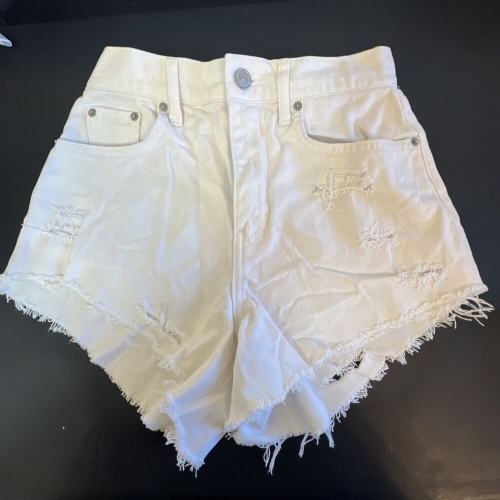 BDG Urban Outfitters Shorts Womens 26 White Denim High Rise Raw Hem Frayed